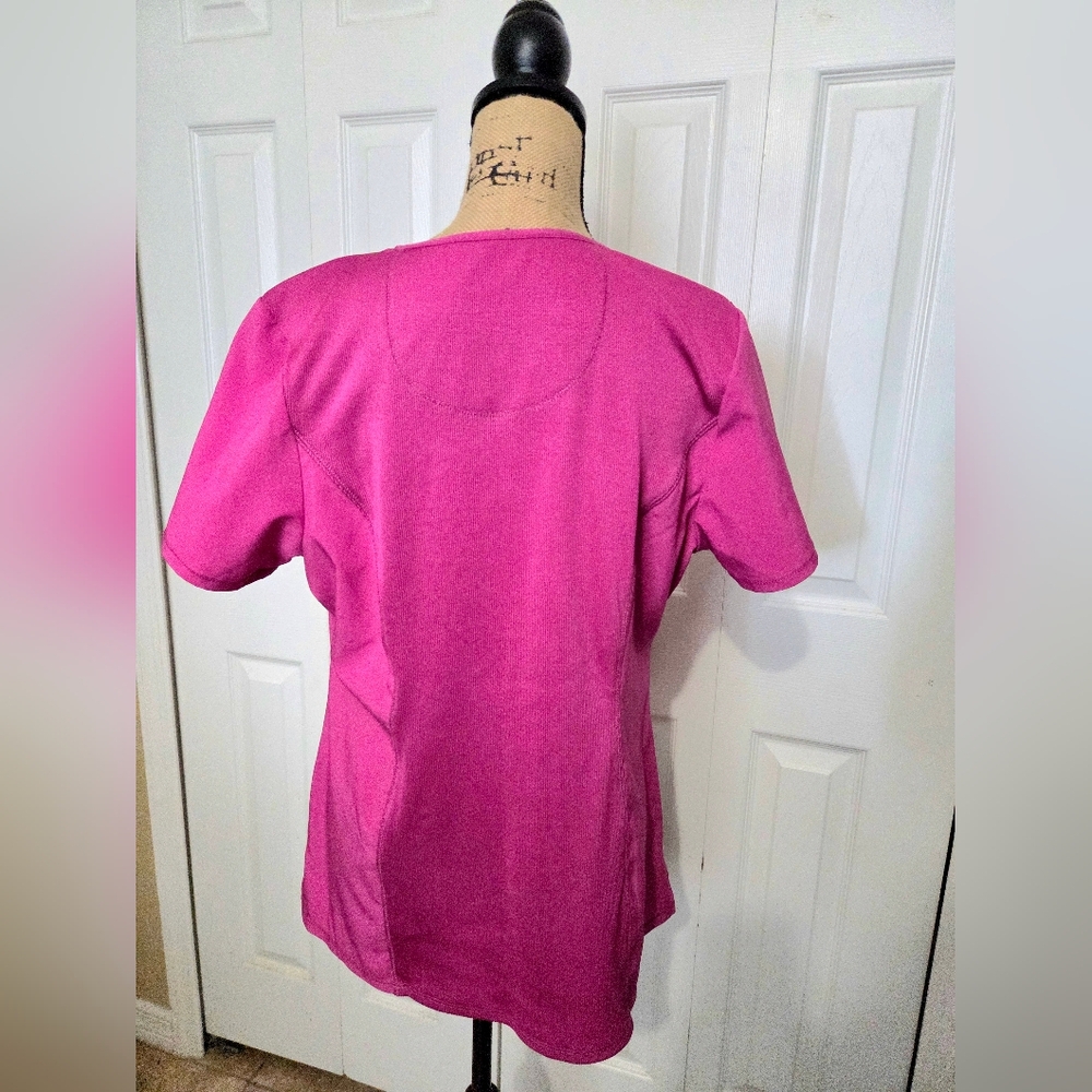 Cherokee Infinity Women's Medical Scrub Top in Bright Pink/Magenta - Picture 6 of 12